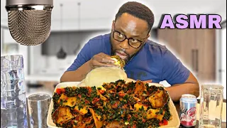 ASMR MUKBANG: AFRICAN/NIGERIAN FOOD MUKBANG  SPINACH SOUP with POUNDED YAM