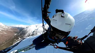 Полеты с гора ЧЕГЕТ на СПИДИКЕ, первый опыт полетов с лыжами. Cheget Speedriding