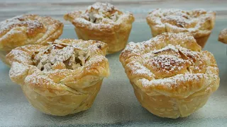 POSTRE RÁPIDO Y MUY FÁCIL DE HOJALDRE: Pastelitos de plátano, almendras y chocolate