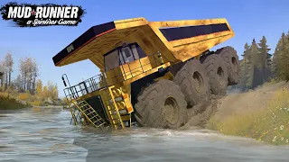 Spintires: MudRunner - GIANT MINING DUMP TRUCK 8X8 Driving Through a Deep River