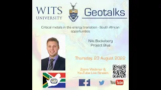Wits Geotalks: Nils Backeberg on "Critical metals in the energy transition - SA opportunities"