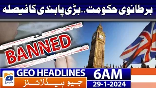 Geo Headlines 6 AM | British government's decision to ban disposable vapes | 29th January 2024