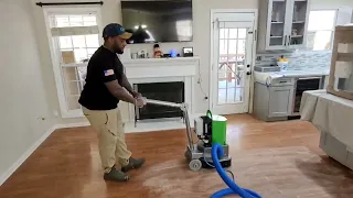 Screening & Recoating hardwood floors using the Werkmaster Rasp and stain color correction