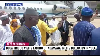VIDEO: Tinubu Visits Lamido of Adamawa, Meets Delegates in Yola Ahead of APC Primaries