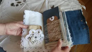 Denim, "Diamonds" and Lace Junk Journal  (Sold--Thank You)