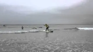 Amy in her first surfing lesson