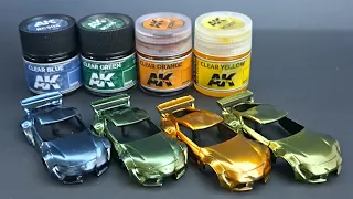 AK Clear paint review over alclad II Chrome on custom Hotwheels diecast 1/64 plus airbrushing tips