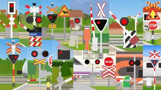 【踏切アニメ】ヨーロッパのふみきりがいろんな場所でカンカン😂😂😂European Railroad crossings on various places!!