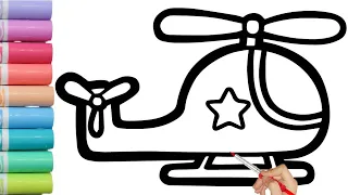 Helicopter Drawing, Coloring & Painting for Kids, Toddlers || Helicopter Drawing, Painting for Kids