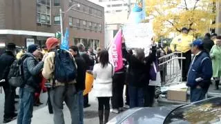 Protesters in Toronto on St. Clair East near Yonge