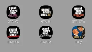 GTA: Vice City, GTA 3, Chinatown Wars, Max Payne, GTA: LCS,San Andreas, Bully, Grand Theft Auto