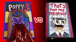 That's not my neighbor👽 vs Poppy Playtime Chapter 3🐱 (Game Book Battle, Horror Game, Paper Play)