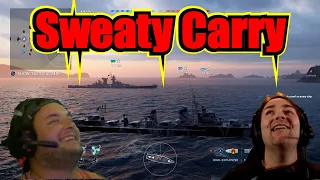 Stream Highlight! Peek and Spartan Super Sweaty Carry! {Live Comms} (World of Warships Legends)