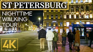 [4K UHD] Nighttime Walk along the Streets of St Petersburg - City Walk (6 HOURS)