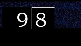 Dividir 8 entre 9 division inexacta con resultado decimal de 2 numeros con procedimiento
