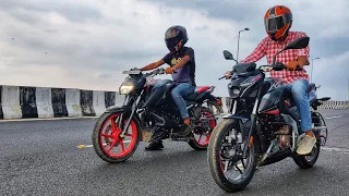 Pulsar N160 Vs Apache 160 4v Drag Race