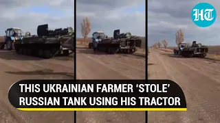 Ukrainian farmer fights back Putin’s aggression; Tows away Russian tank with his tractor | Viral