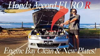 Honda Accord Euro R CL1 Engine Bay Clean, New Plates + Intake Resonator Removal