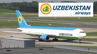 UZBEKISTAN AIRWAYS Boeing 767 departing Hamburg Airport