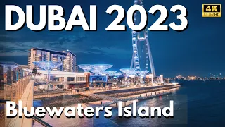 Dubai 🇦🇪 Blue Waters Island | 4K | Night Walking Tour | JBR Jumeirah Beach Residence