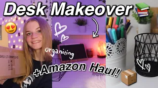 DESK MAKEOVER💞+Amazon Haul!📦*organizing*📚 | kathie