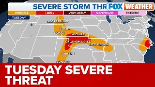 Severe Storms Target Plains, Carolinas on Tuesday