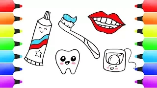 Brush Your Teeth Drawings for Kids: Toothpaste, Toothbrush, Tooth, Smiling Mouth (+Bonus Candies!)