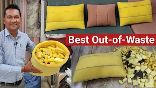 How To Make a Pillow from Sofa Foam Waste DIY! फोम के टुकडो में से तकिया कैसे बनाए?Best Out of Waste