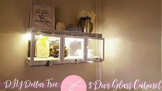 DIY Dollar Tree 3 Glass Door Wall Cabinet - Display Case Mirrors & Lighting - DIY Storage Home Decor