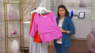 Denim &amp; Co. Tiered Top with Elastic Neckline on QVC