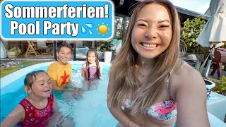 Pool Party 💦 Endlich Sommerferien! Essen & Fashion Haul! Pflanzen Dusche! Freibad VLOG | Mamiseelen