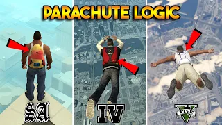 GTA 5 VS GTA 4 VS GTA SAN ANDREAS - PARACHUTE LOGIC