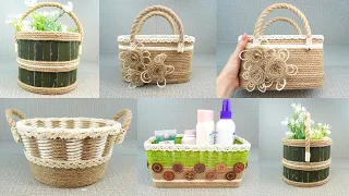 4 Ideas To Recycle Plastic Bottles Into Baskets/ Diy Rope Organizer / Basket Organizer Diy