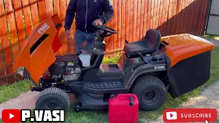 PRIMA PORNIRE TRACTORAȘ DE TUNS GAZON O’MAC TG 16000 16 CP