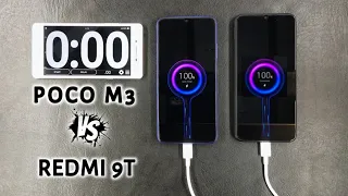 Poco M3 Vs Xiaomi Redmi 9T Charging Speed Test |Which will charge faster ???|6000mah 18W Fast Chargi