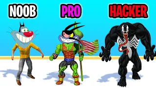 NOOB vs PRO vs HACKER in Toxic Hero 3D | With Oggy And Jack |All Level Gameplay Walkthrough #p1