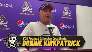 ECU Football Offensive Coordinator Coach Donnie Kirkpatrick after practice 08/22/23