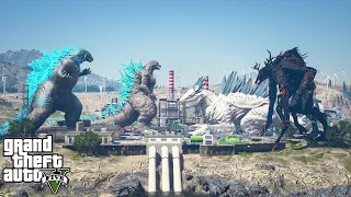 Godzilla 2024 x Godzilla Minus One vs Cleric Muto, Titanus Shimo - Epic Fight ( GTA V Mods )