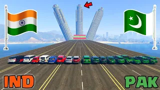 India Vs Pakistan | Gta 5 Indian Cars Vs Pakistan Cars Building Jump Challenge | Gta 5 Gameplay