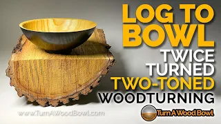 Firewood Log to Bowl Twice-Turned Ebony Mulberry Wood Bowl - Woodturning Video