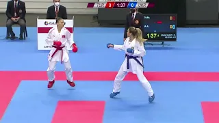 TUBA YAKAN (TUR) Vs ANZHELIKA TERLIUGA (UKR) Female Kumite -55kg Matosinhos 2022 Finals