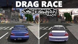 Impreza WRX STI VS Lancer Evo VIII, Stock Cars Drag Race NFS MW