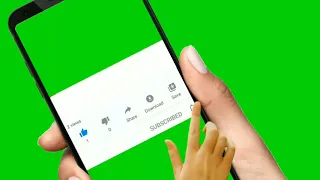 Subscribe button green screen with hand and mobile