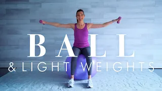 Stability Ball Exercises for Seniors & Beginners // Fun Workout with Dumbbells