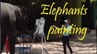 ELEPHANTS PAINTING A PORTRAIT || Safari World Bangkok || Thailand