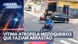 Vítima atropela motoqueiros que faziam arrastão | Brasil Urgente