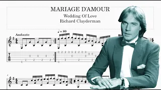 Mariage D'Amour TAB (Wedding Of Love) - Richard Clayderman Guitar - sheet tutorial Guitar Score