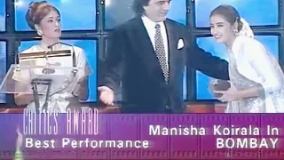 Manisha Koirala receiving Filmfare Critics  Award (1995)