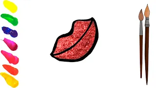 Lip drawing and painting | glitter painting