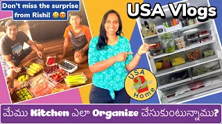 Kitchen ఎలా Organize చేసుకుంటున్నాము ? Don't Miss Rishi Surprise 😍😍 USA Home Tour | USA Telugu Vlogs